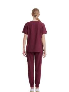 New Arrivals Festival Women's Nurse Uniform Scrub Set - Burgundy - View 2