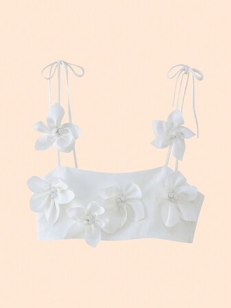 花卉裝飾度假風夏季背心上衣