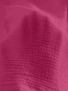 SHEIN LUNE 女士簡約舒適寬鬆棉麻襯衫連衣裙，配有雙口袋 - 玫紅色 - 查看 7