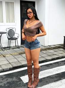 SHEIN ICON Flap Pocket Denim Shorts - Blue - View 3