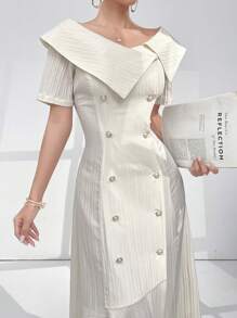Modelyn Dames effen kleur eenvoudige knoopdecoratie dagelijkse kleding