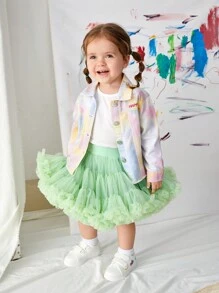 Baby Mädchen weißes lockeres Batik Denim Jacke für den lässigen Look