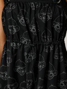 GAWX Vestido informal de verano con estampado para mujer estilo artista, vestido estilo playa, para fiesta, vacaciones, atuendo de cumpleaños, festival, apto para Ibiza