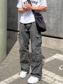 Globe Swift Men's Grey Wide Leg Loose Casual Cargo Pants