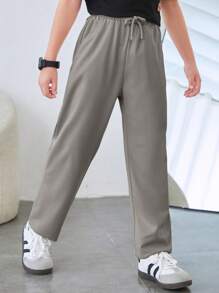 SHEIN Bequeme Wide-Leg Hose mit elastischem Bund Einfarbig für Tween-Jungen