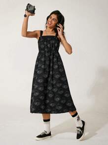 GAWX Vestido informal de verano con estampado para mujer estilo artista, vestido estilo playa, para fiesta, vacaciones, atuendo de cumpleaños, festival, apto para Ibiza