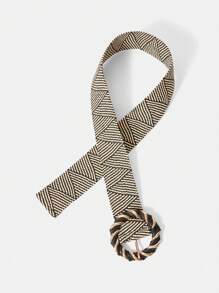 SHEIN SXY 1 件女士 SXY，波西米亚色块/编织腰带，适合度假 - 黑與白 - 查看 9