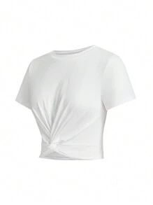 SHEIN Sports Conjunto deportivo de 3 piezas en blanco con camiseta de manga corta + camiseta de tirantes sin mangas negra + leggings - Blanco y Negro - Ver 3