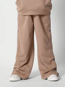 SUMWON Tween Girls Boxy Overhead Tank With Hood And Flared Joggers 2 Piece Set - Khaki - View 4