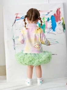 Baby Mädchen weißes lockeres Batik Denim Jacke für den lässigen Look