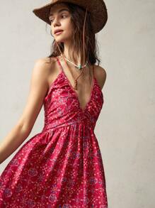Bohemela Vacation Spaghetti Strap Backless Women's Slip Dress - Multicolor - View 5