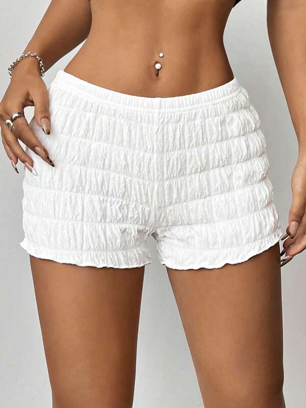 SHEIN EZwear Women's Textured Knitted Slim Fit Low Waist Shorts