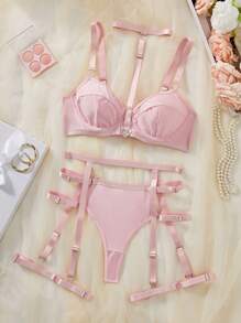 5 件装性感纯色吊带内衣套装