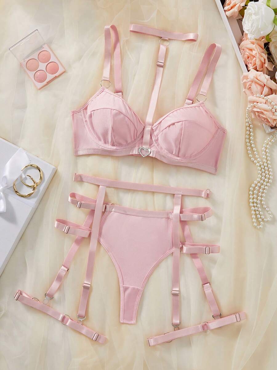 5 件装性感纯色吊带内衣套装