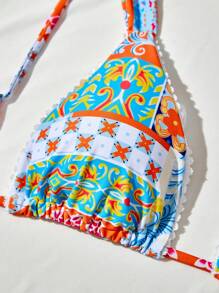 Women's Summer Beach Ditsy Floral Sexy Two-Piece Bikini Swimwear Set - Multicolor - View 3