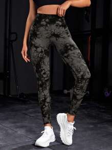SHEIN Sport Studio Tie-Dye Seamless High-Waisted Stretchy Sports Leggings
