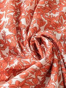 Breezaya Vestido maxi holgado de mujer con mangas de farol, estampado de plantas, cinturón y corte recto, atuendo vacacional para mujeres - Albaricoque - Ver 6