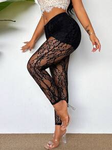 VaVaBold 純色性感透視修身打底褲