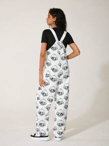 GAWX Artist 女士卡通印花休闲日常连体裤，适合夏季、假日、度假、节日 - 白色 - 查看 2