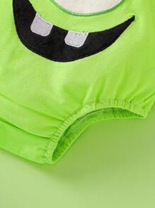 SHEIN Conjunto adorable con forma de ojos grandes en color verde para bebé niño - Verde - Ver 3