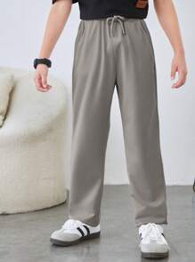 SHEIN Bequeme Wide-Leg Hose mit elastischem Bund Einfarbig für Tween-Jungen
