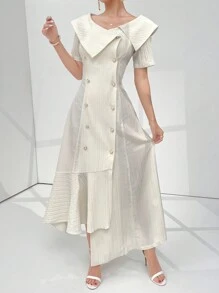 Modelyn Dames effen kleur eenvoudige knoopdecoratie dagelijkse kleding