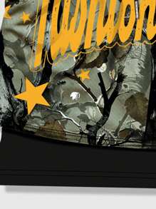 ROMWE MEN Street Life Men's Tree Branch Camouflage Printed 2-In-1 Breathable Basketball Shorts, Spring And Summer - Multicolor - View 3