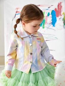 Baby Mädchen weißes lockeres Batik Denim Jacke für den lässigen Look