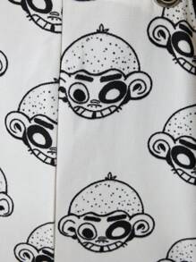 GAWX Artist 女士卡通印花休闲日常连体裤，适合夏季、假日、度假、节日 - 白色 - 查看 3