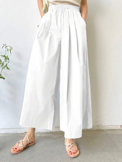 DAZY Holiday Leisure Solid Color Wide Leg Pants