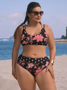 Swim Lushoire Bikini Set mit Blumenmuster für den Sommerurlaub in großen Größen