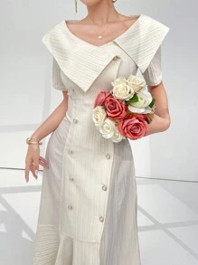 Modelyn Dames effen kleur eenvoudige knoopdecoratie dagelijkse kleding