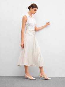 SheIn BIZ Zapatos de tacón alto de moda para mujeres con malla empalmada y punta afilada - Blanco - Ver 8