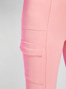 Hauture Flap Pocket Side Flare Leg Pants - Pink - View 3
