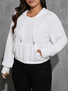 SHEIN Essnce Plus Size Hooded Loose Plaid Sweatshirt