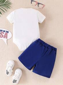 Conjunto de body de manga corta y pantalones cortos para bebé niño para 4 de Julio en verano, atuendos para 4 de julio