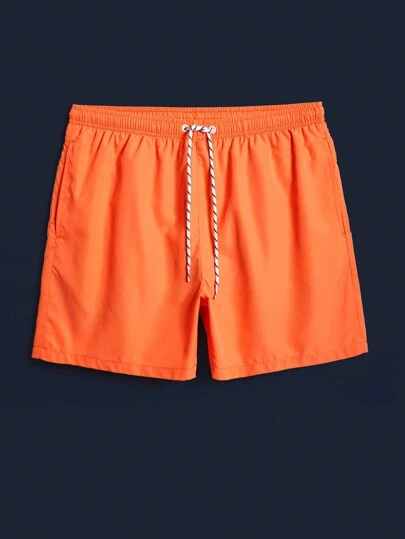 Surfspeed Shorts de playa holgados para hombre de cintura elástica con cordón en un solo color para vacaciones