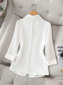 Franclia 女士夏天時尚長袖拼接設計西裝外套 - 白色 - 查看 3