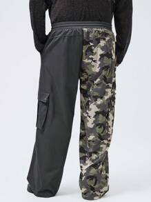 Manfinity VCAY Manfinity NXTstreet Nam Plus Size Quần ống rộng dệt chắp vá thông thường, phù hợp cho mọi mùa - Nhiều màu - Xem 3