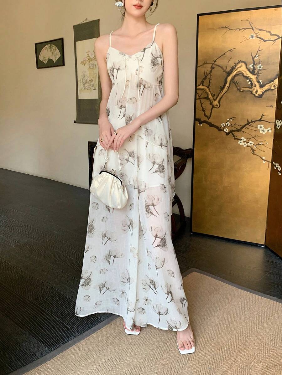 EastFlair High Waist Tie Dye Ink Print Maxi Skort Set