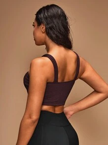 Easithlete Women's Solid Color Texture Halter Sports Bra