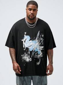 Manfinity VCAY Men's Plus Size Knitted Casual Loose Drop Shoulder Short Sleeve T-Shirt, Suitable For Summer And Daily Wear - Multicolor - View 1
