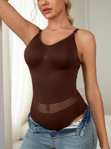 Women's Seamless Breathable Hollow Out Fashionable Bodysuit Shape-Wear, 1pc