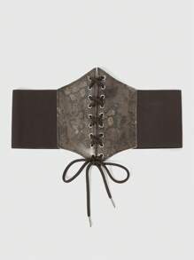 ROMWE Fairycore 1 件女士棕色镂空骷髅蝴蝶装饰哥特式腰带，适合日常搭配连衣裙、万圣节 - 棕色 - 查看 2