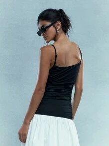 MISSGUIDED Đầm Maxi Cami Viền Dài Xếp Ly Nhiều Màu - Đen và trắng - Xem 4