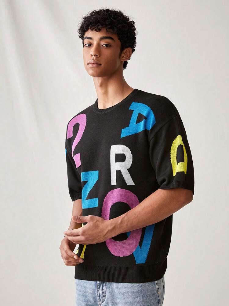 Men's Round Neck Printed Casual Short Sleeve Knitwear