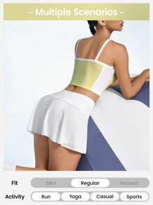 SHEIN Sports Váy mùa hè đơn giản màu trơn dành cho nữ, trang phục quần vợt nữ - trắng - Xem 4