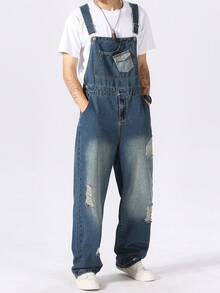 Manfinity Hypemode Quần short denim rách thường ngày dành cho nam, mùa hè - Màu xanh lam - Xem 8