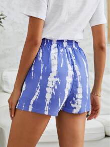 SHEIN LUNE Women's Tie-Dye Printed Casual Shorts For Vacation And Leisure