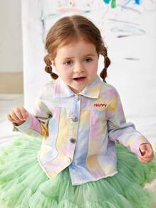 Baby Mädchen weißes lockeres Batik Denim Jacke für den lässigen Look